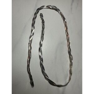 Sterling Silver Braided Herringbone Chain Necklace 18 Inch 925 Italy 9.22g